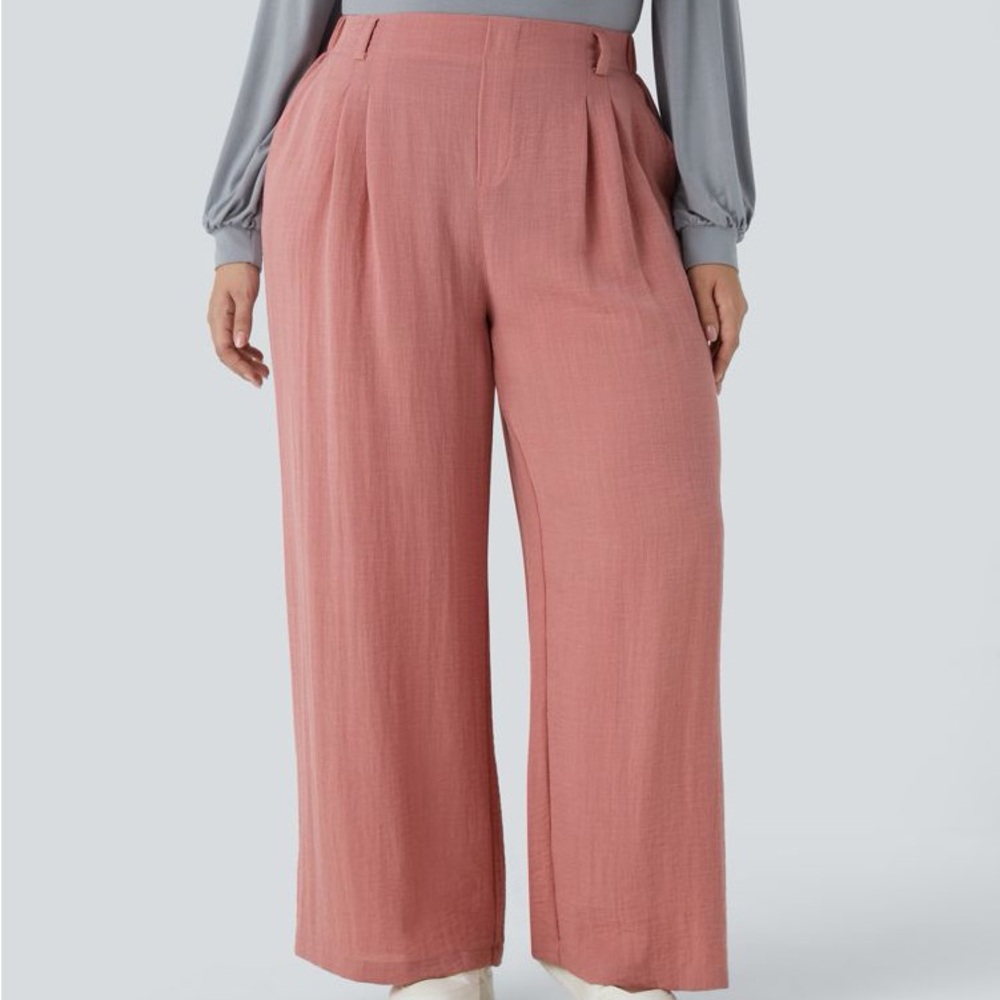 Halara Rosette High Waisted Pocket Linen-Feel Pants